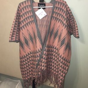 Pink and Grey Cardigan Sweater